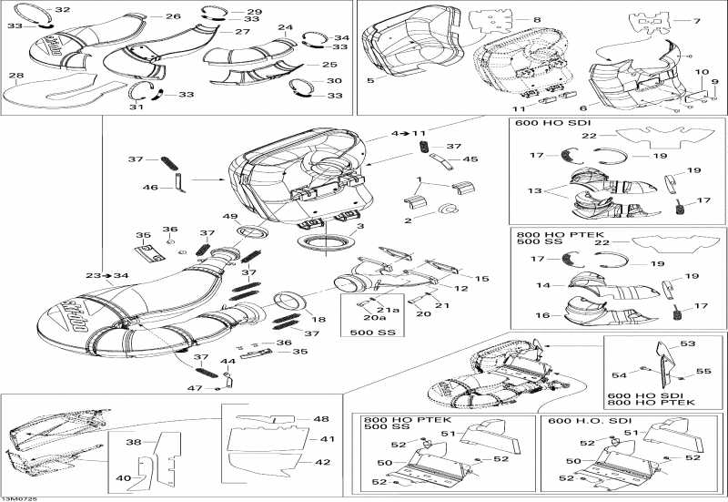 snowmobile Skidoo GSX LTD 800 HO PTEK, 2007  - Exhaust System 800 Ho