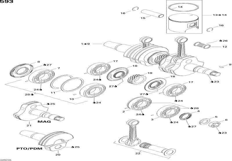 snowmobile Ski-doo - Crankshaft And Pistons