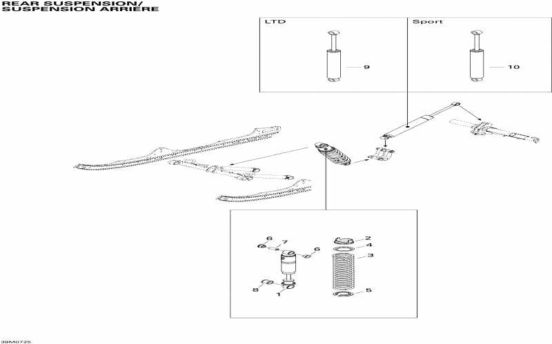 Skidoo GSX Sport 500 SS, 2007  - Rear Suspension Shocks Sport