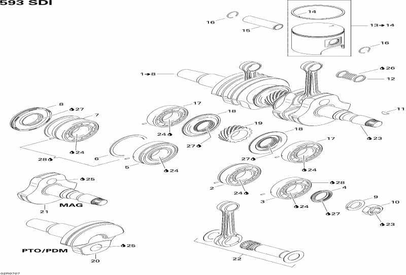  BRP SkiDoo  GSX Sport 600 HO SDI, 2007 - Crankshaft And Pistons