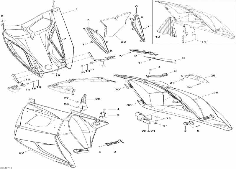 snowmobile ski-doo GTX 550F, 2007 - Hood