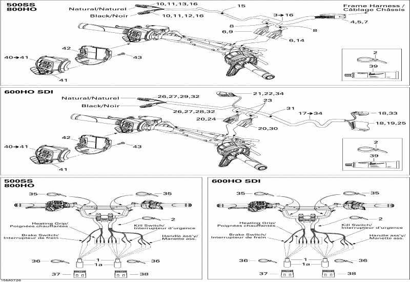 snowmobile BRP  GTX Sport 500 SS, 2007 - Steering Wiring Harness 500 Ss, 800 Ho Ptek