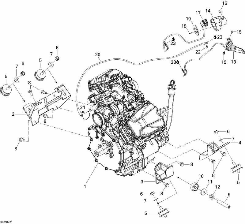 snowmobile  Legend Trail V800, 2007 - Engine And Engine Support