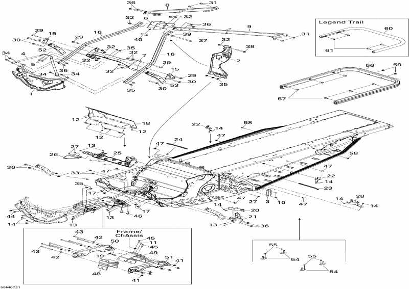 snowmobile Skidoo Legend Trail V800, 2007  - Frame And Components