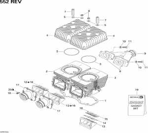 01- ,      1 (01- Cylinder, Exhaust Manifold And Reed Valve 1)