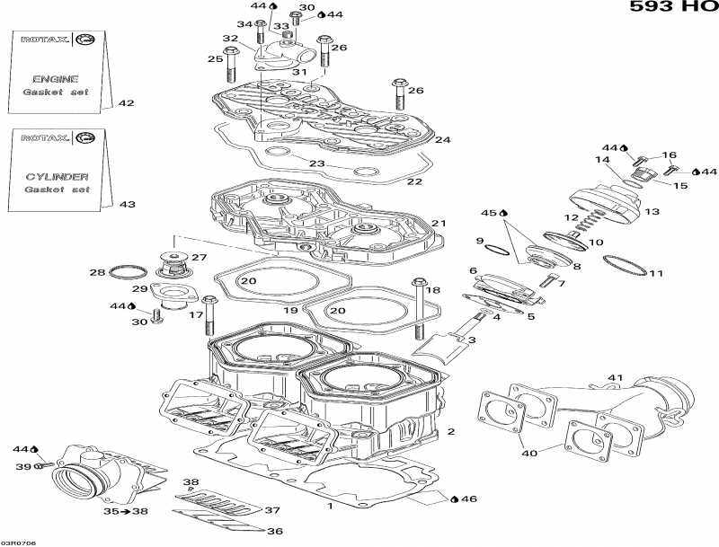  ski-doo MX Z Adrenaline 600 HO, 2007 - Cylinder, Exhaust Manifold And Reed Valve