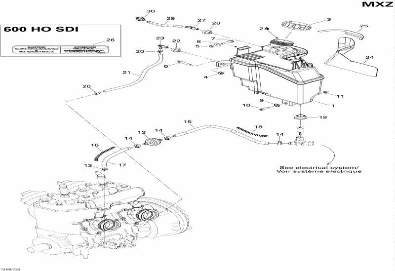  BRP SkiDoo MX Z Adrenaline 600 HO SDI, 2007  - Oil System 600 Ho Sdi