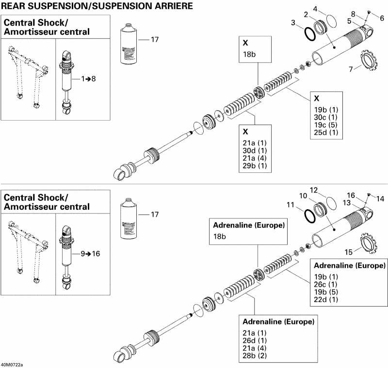 snowmobile  MX Z X 600 HO SDI, 2007  - Take Apart Shock, Rear 1