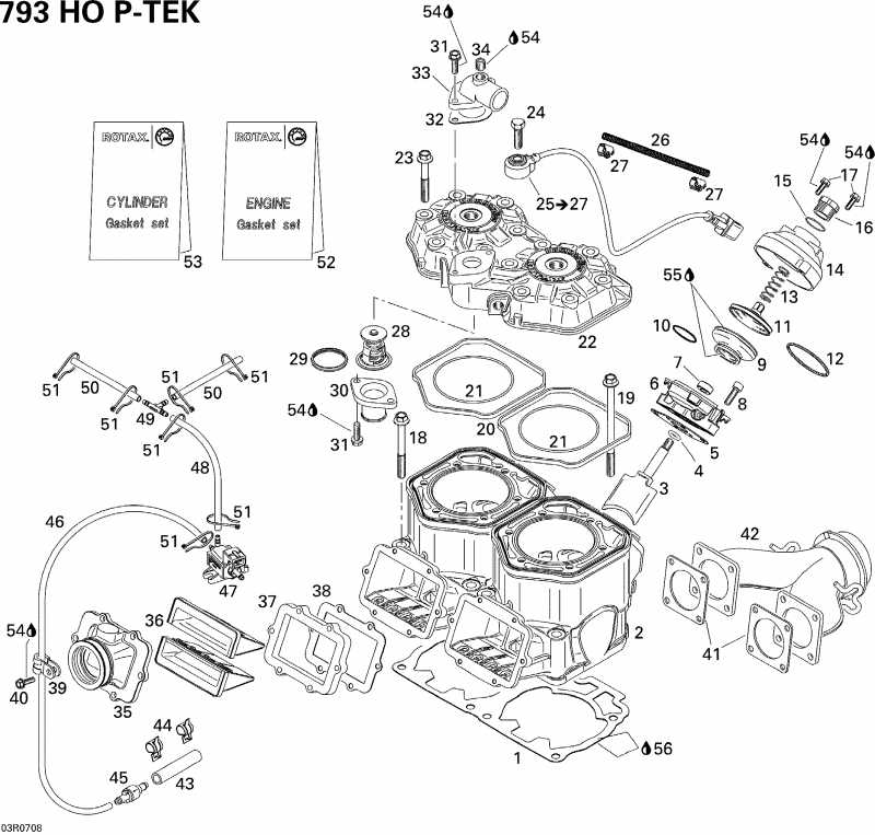   MX Z XRS 800 HO PTEK, 2007  - Cylinder, Exhaust Manifold And Reed Valve