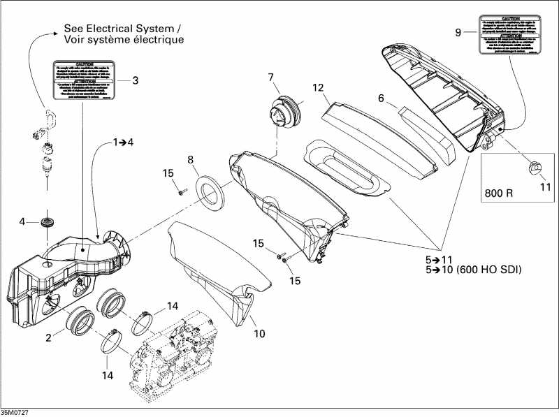 snowmobile  Summit Adrenaline 600HO SDI, 2007 - Air Intake System 600ho Sdi