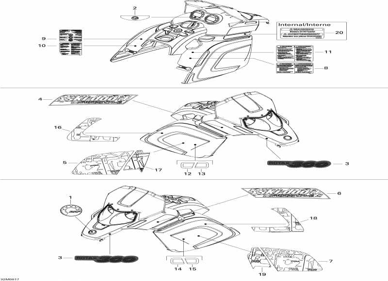snowmobile Skidoo Freestyle SESSION 300F, 2008  - Decals