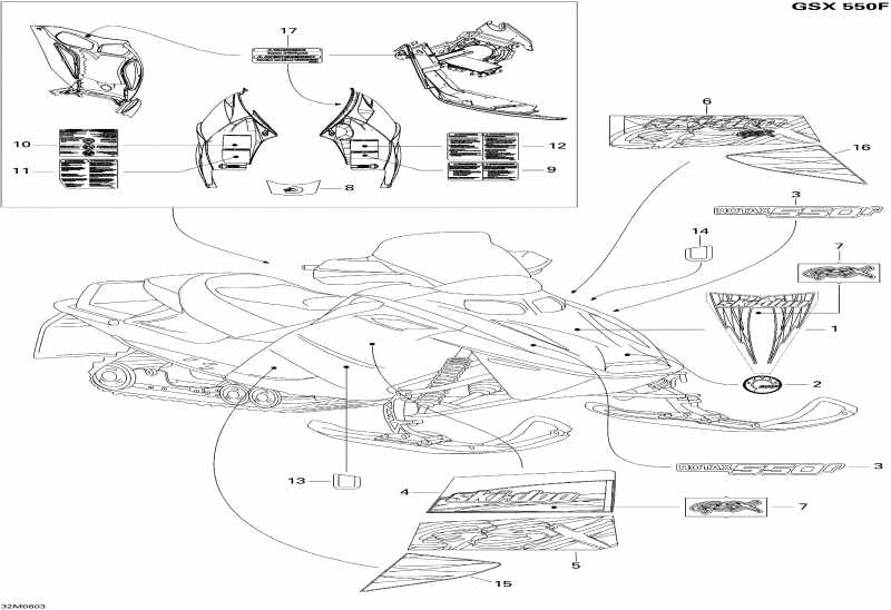 snowmobile ski-doo GSX 550F, 2008 - Decals