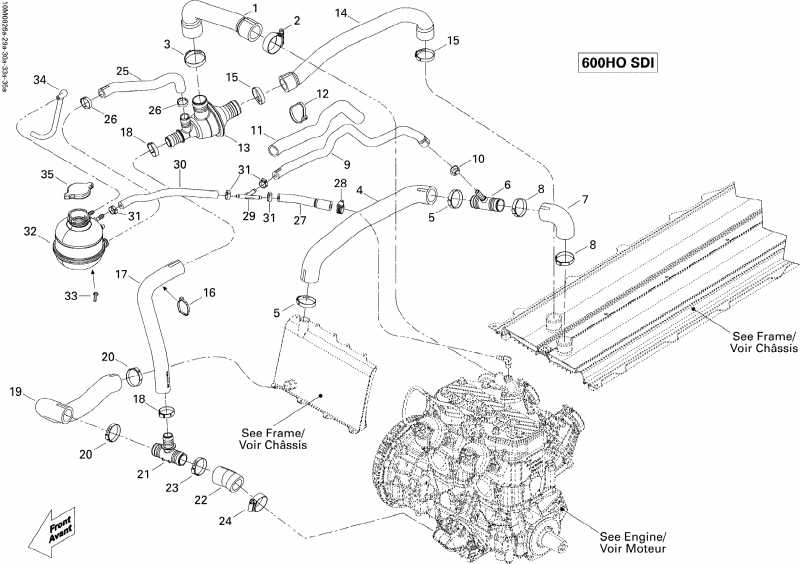 snowmobile Skidoo GSX LTD TOURING 600 HO SDI, 2008  - Cooling System