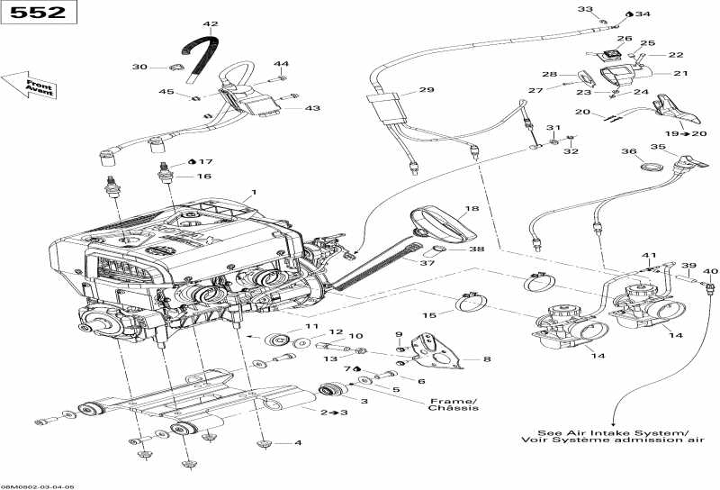  SkiDoo  GTX 550F, 2008 - Engine And Engine Support