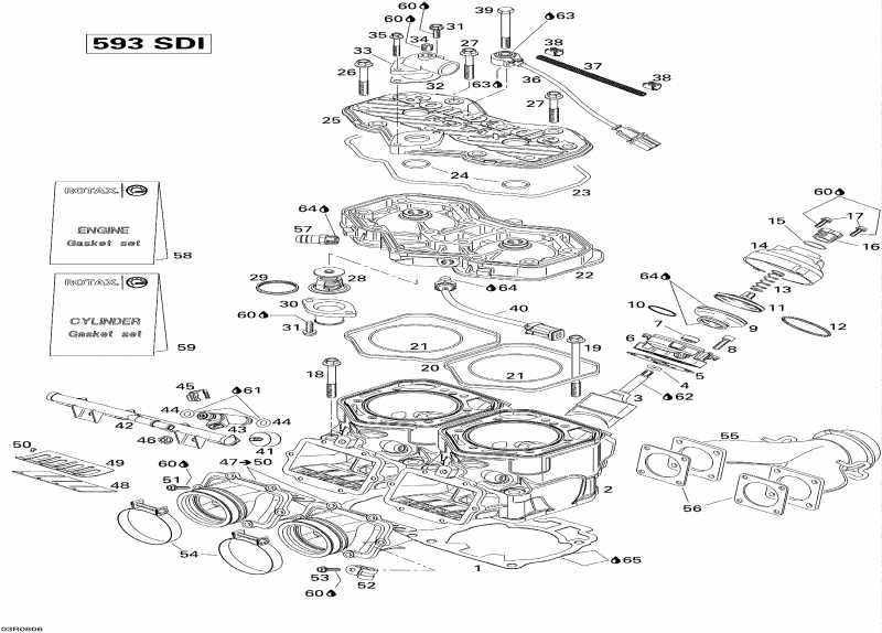 snowmobile SKIDOO  GTX LTD 600 HO SDI, 2008 - Cylinder And Cylinder Head