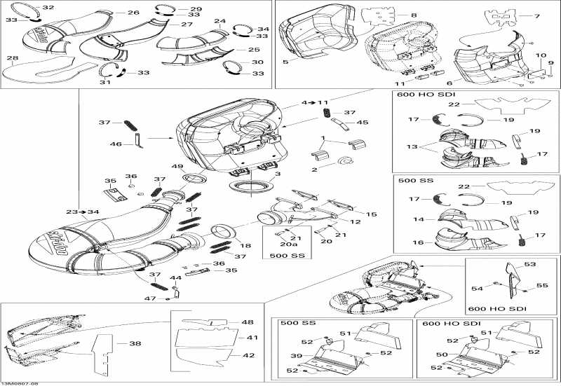 Skidoo GTX LTD 600 HO SDI, 2008  - Exhaust System
