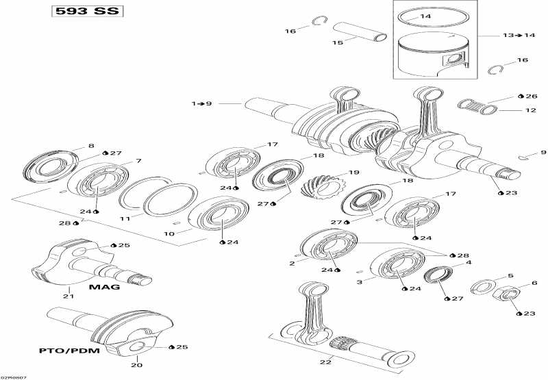  Ski Doo GTX SPORT 500SS, 2008 - Crankshaft And Pistons