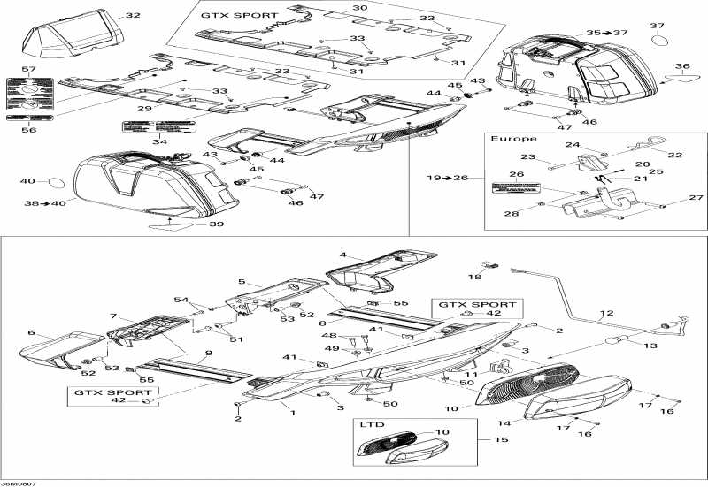 snowmobile  GTX SPORT 600 HO SDI, 2008 - Luggage Rack Sport