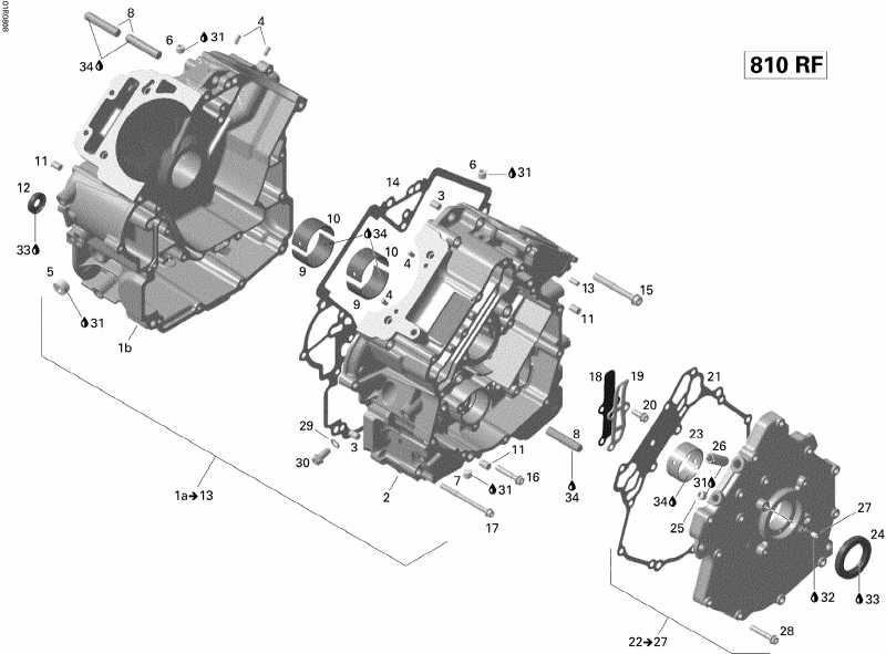 snowmobile  Legend Touring V800, 2008  - Crankcase