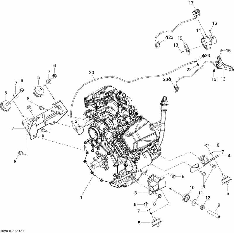 snowmobile Ski-doo Legend Touring V800, 2008 ������ - Engine And Engine Support