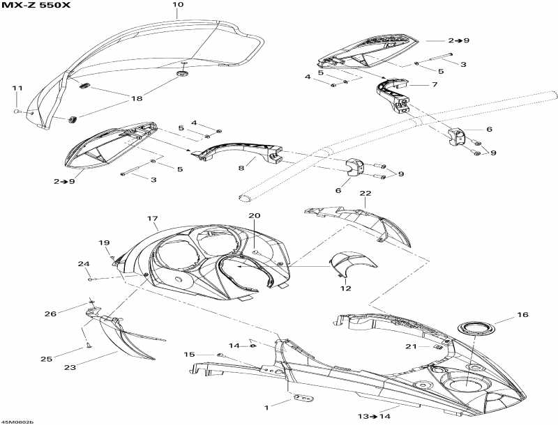 snowmobile SkiDoo ������ MX Z 550X, 2008 - Windshield And Console 550x