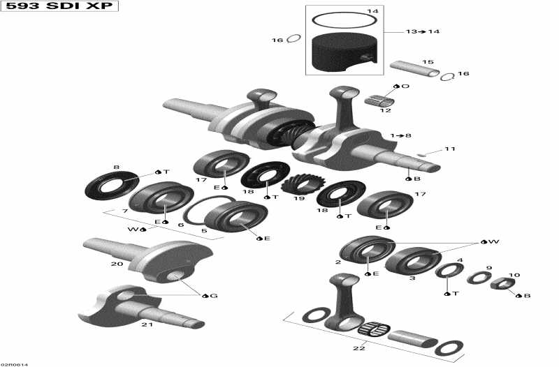 �������� Skidoo ������ MX Z RENEGADE X 600 HO SDI, 2008 - Crankshaft And Pistons