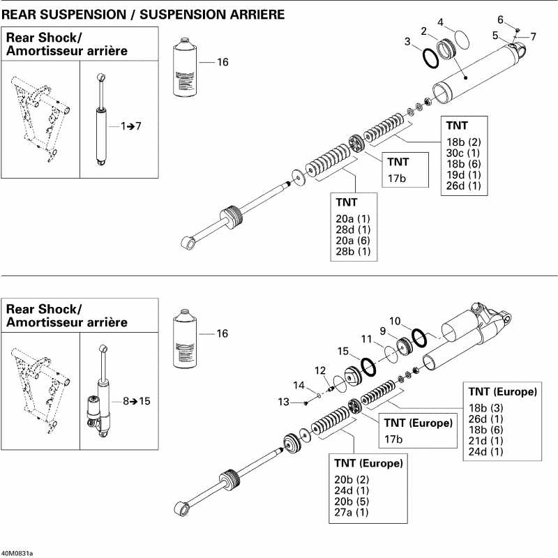 snowmobile SKIDOO  MX Z TNT 500SS, 2008 - Take Apart Shock, Rear 1