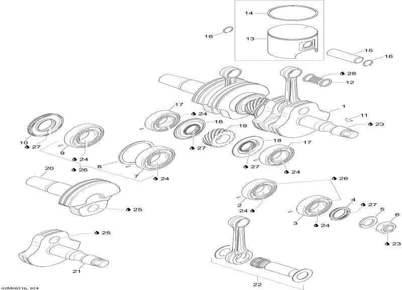 snowmobile BRP Skandic SUV 600HO SDI, 2008  - Crankshaft And Pistons 600ho Sdi