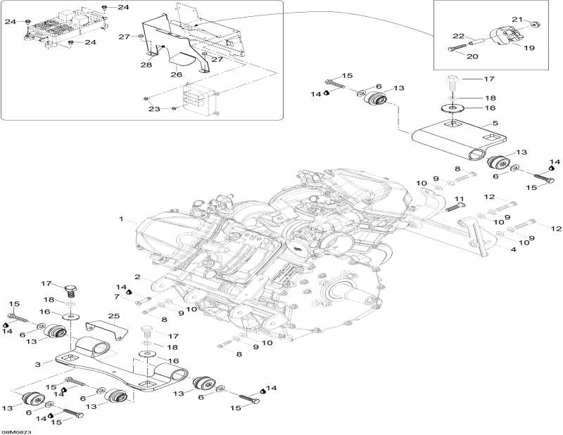  Skidoo Skandic SWT V-800, 2008  - Engine And Engine Support