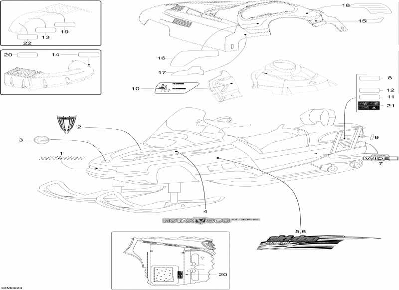 snowmobile Skidoo Skandic SWT V-800, 2008  - Decals