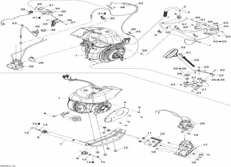 snowmobile Skidoo  Skandic Tundra 300F, 2008 - Engine And Engine Support