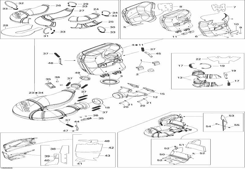 snowmobile  Summit Adrenaline 600HO SDI, 2008 - Exhaust System