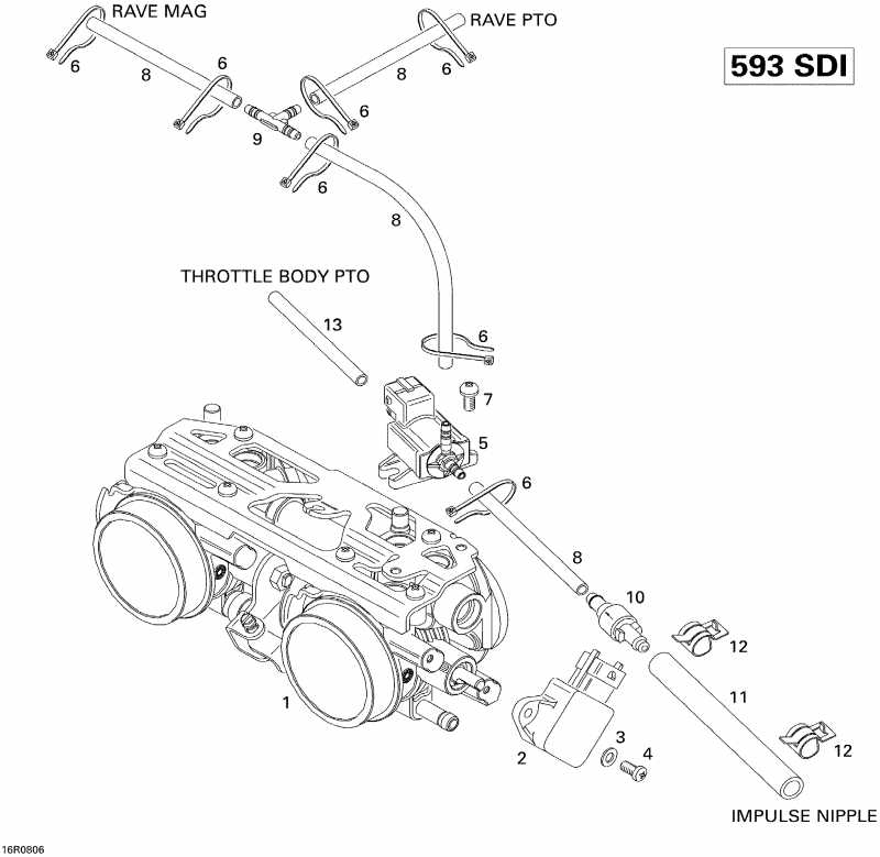 snowmobile BRP SkiDoo  Summit Adrenaline 600HO SDI, 2008 - Throttle Body