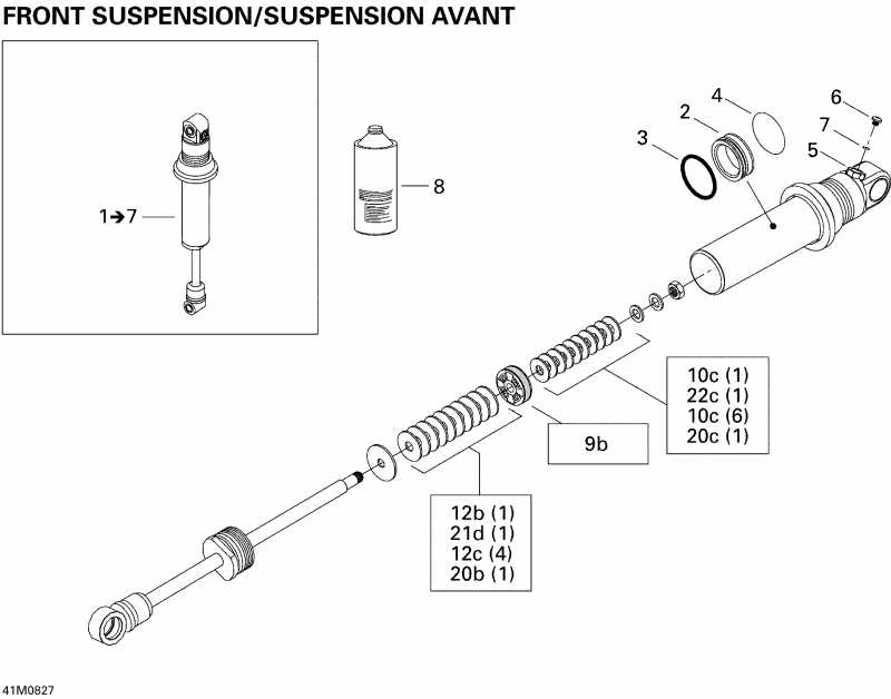 snowmobile Ski-doo - Take Apart Shock, Front
