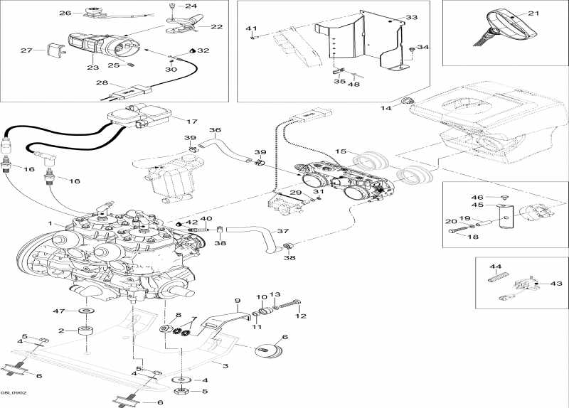  Ski-doo Expedition TUV 600 H.O. SDI, 2009  - Engine And Engine Support