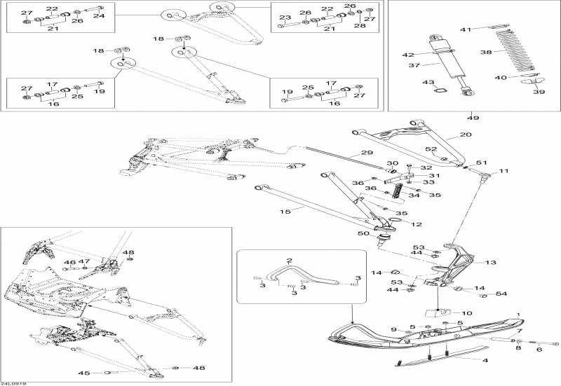 snowmobile BRP SkiDoo Expedition TUV 600 H.O. SDI REV-XU, 2009 - Front Suspension And Ski