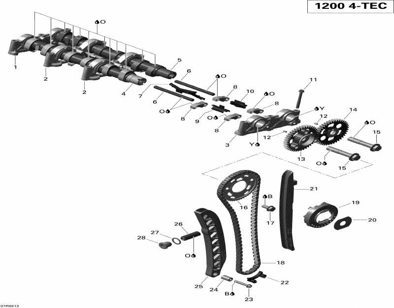 snowmobile Skidoo GSX Limited 1200 4-TEC, 2009 - Camshaft And Timing Chain