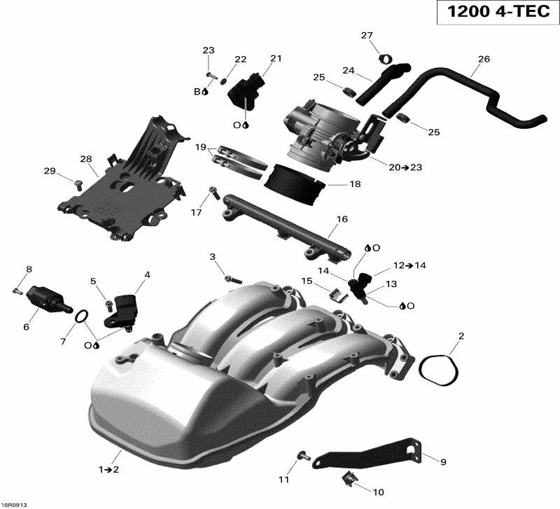 Ski Doo GSX Limited 1200 4-TEC, 2009  - Air Intake Manifold And Throttle Body
