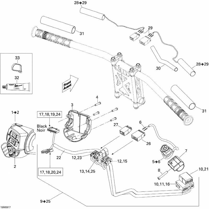 snowmobile Skidoo  GSX Limited 1200 4-TEC, 2009 - Steering Wiring Harness