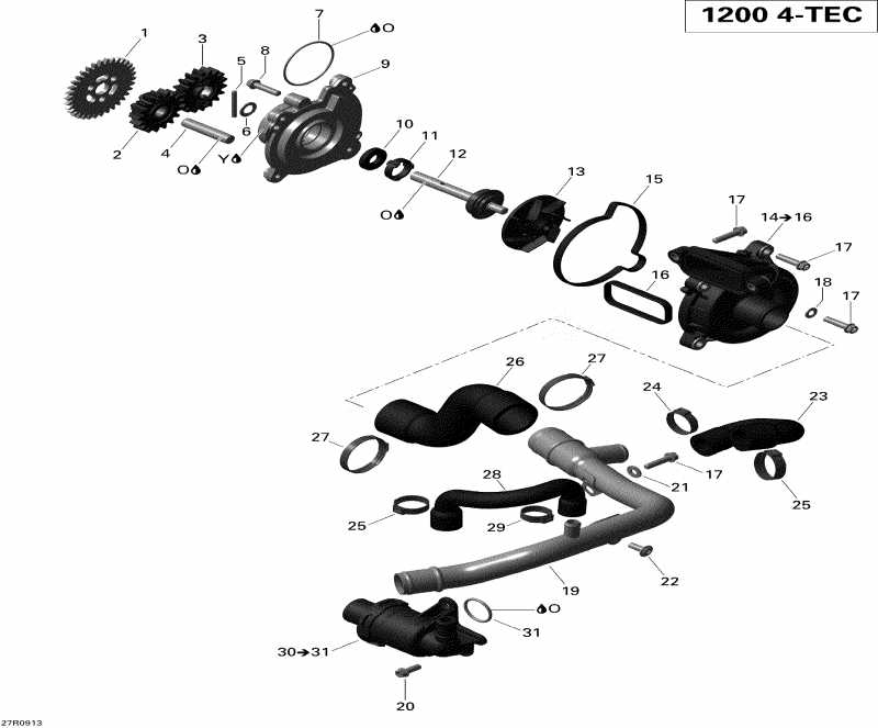 SKIDOO GTX LE 1200 4-TEC, 2009  - Engine Cooling