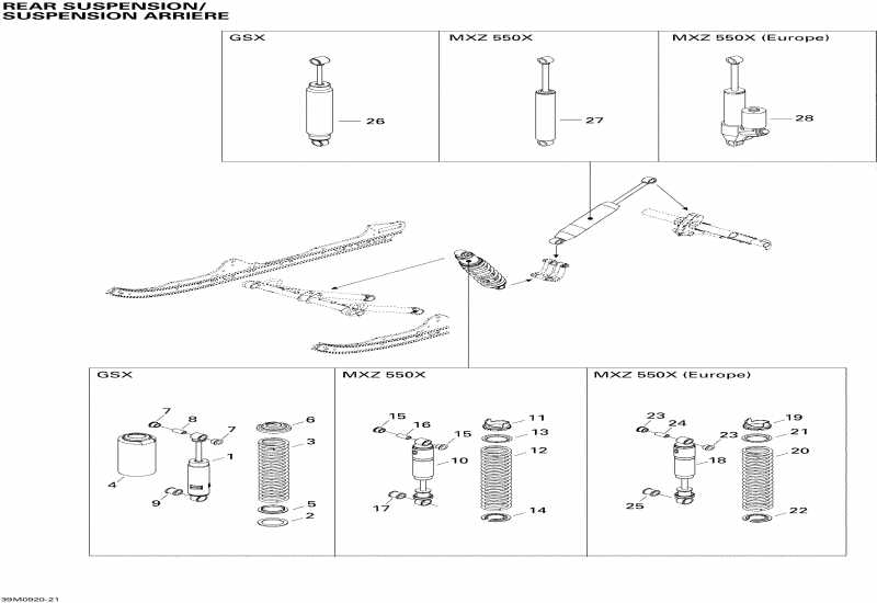   MX Z 550X , 2009  - Rear Suspension Shocks