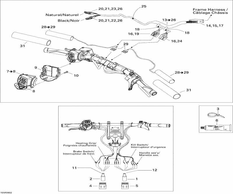 snowmobile BRP SkiDoo  MX Z 550X , 2009 - Steering Wiring Harness