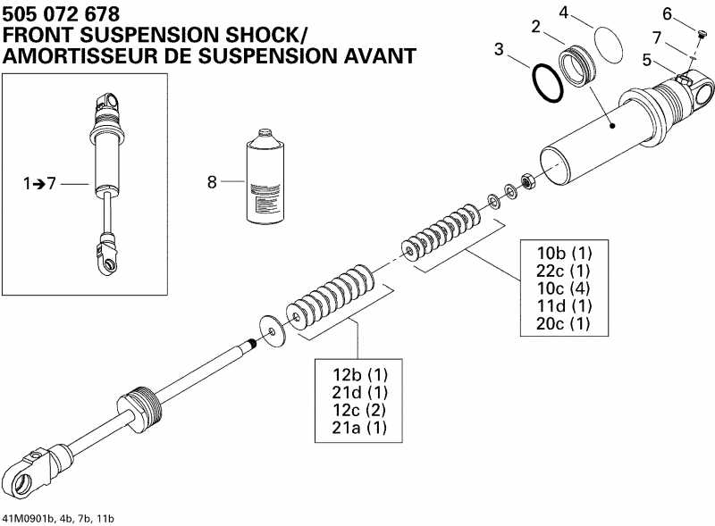 snowmobile Skidoo - Take Apart Shock, Front