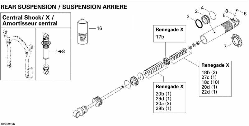 snowmobile Skidoo  MX Z Renegade X 1200 4-TEC, 2009 - Take Apart Shock, Center X