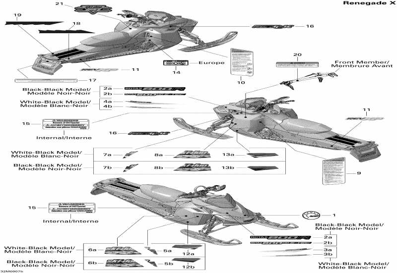 snowmobile Skidoo MX Z Renegade X 600 H.O. E-TEC, 2009 - Decals Renegade X 600ho