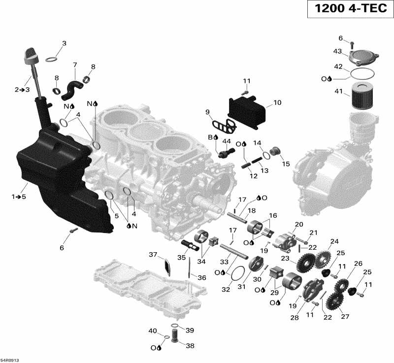 �������� Ski Doo ������ MX Z TNT 1200 4-TEC, 2009 - Engine Lubrication