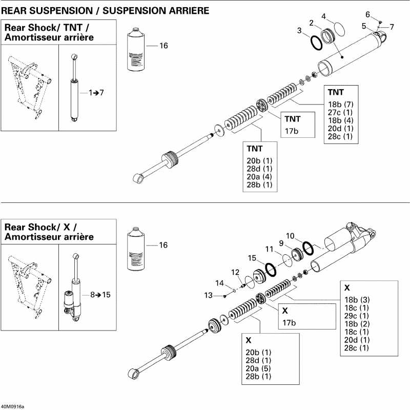 snowmobile ski-doo MX Z TNT 1200 4-TEC, 2009 - Take Apart Shock, Rear Tnt