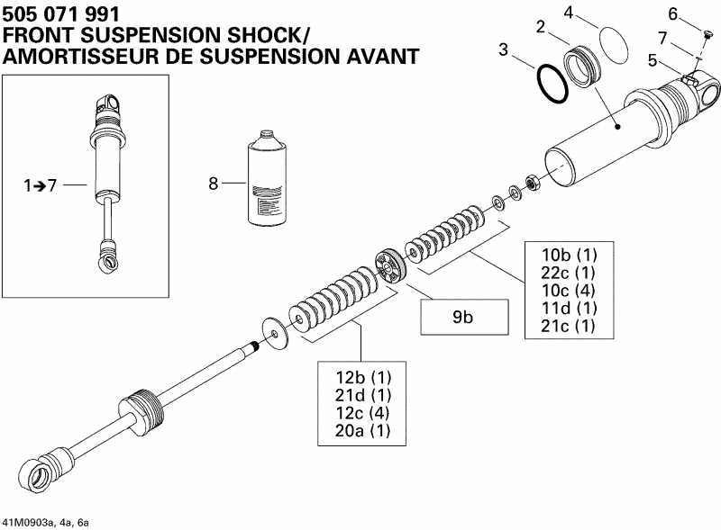 snowmobile BRP SkiDoo - Take Apart Shock, Front