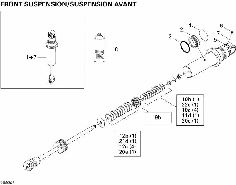  Skidoo MX Z TNT 600 H.O. E-TEC (MJ9A, Early Edition), 2009 - Take Apart Shock, Front