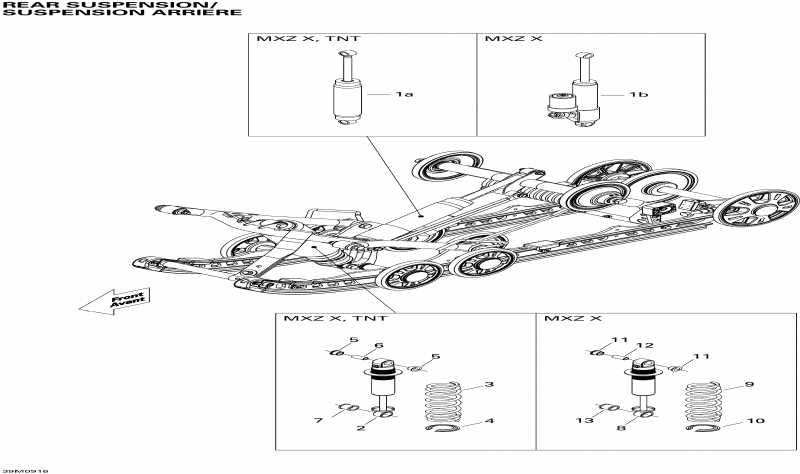 snowmobile Skidoo  MX Z X 1200 4-TEC, 2009 - Rear Suspension Shocks X